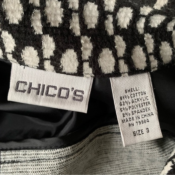 Chicos Corpcore Soft Knit Graphic Classic Black & White Blazer Jacket Sz XL - Picture 3 of 5